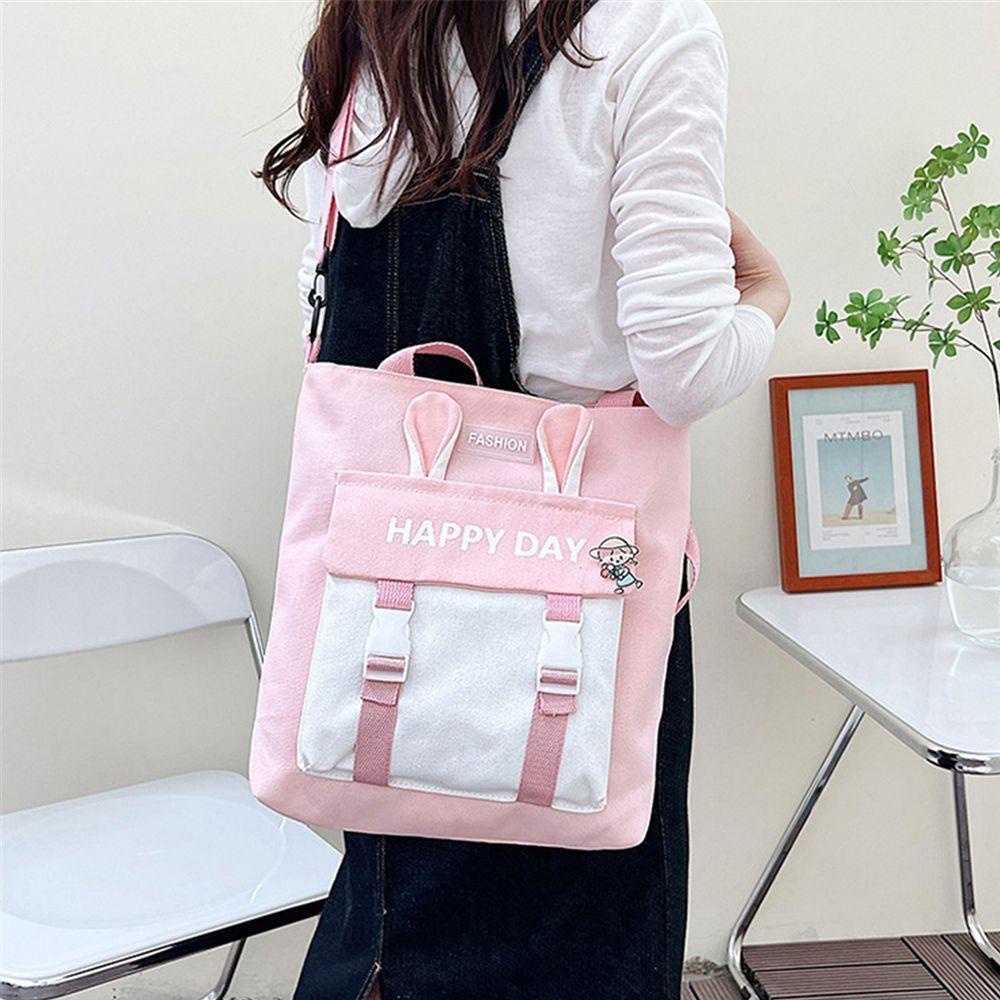 Túi Xách Du Lịch Vải Bố Dung Tích Lớn Màu Cầu Vồng