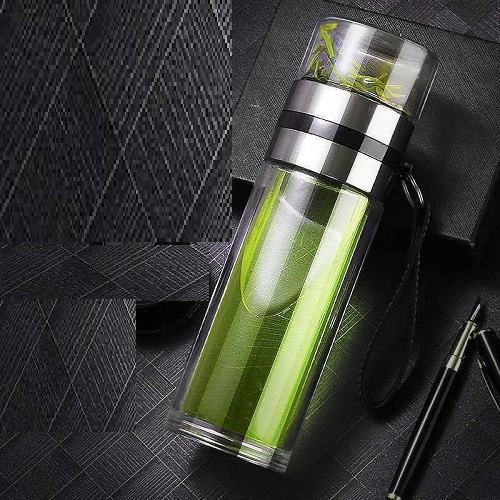 [Freeship] Bình pha trà, bình thủy tinh giữ nhiệt 2 lớp có lõi lọc inox 304 dung tích 500ml