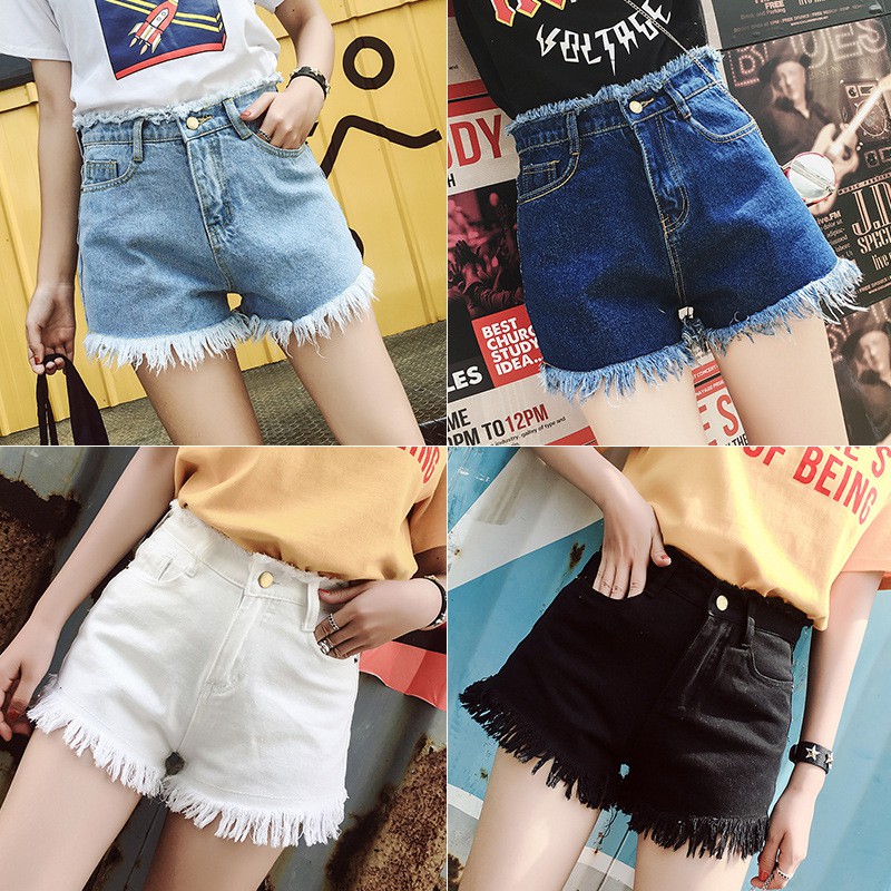 Quần Đùi Nữ Bò Quần Short Nữ Rách Quần Jeans Quần Sọt Denim Lưng Cao Thiết Kế Dáng Rộng Thoải Mái