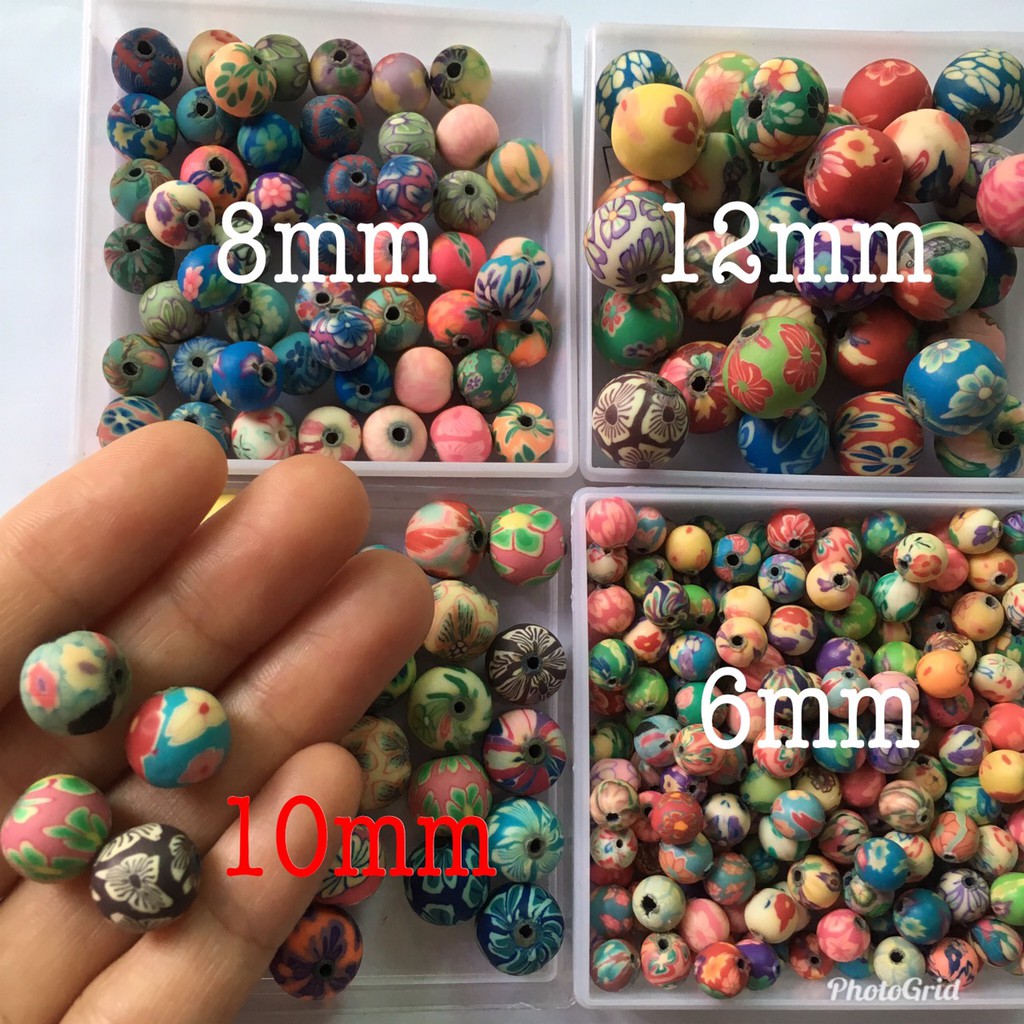 Hạt đất sét Nhật dạng tròn 6-12mm làm vòng tay handmade