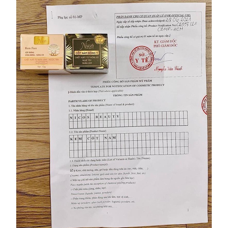 Combo Kem Face Nicos Cốt Nám Đông Y + Kem Face Cốt Trắng Nicos Nâng Cơ Chính Hãng