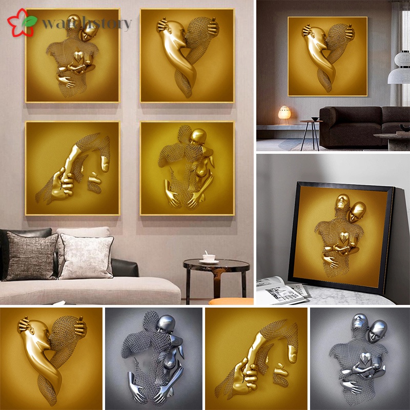 Tranh treo tường trang trí hình trái tim 3D bằng kim loại