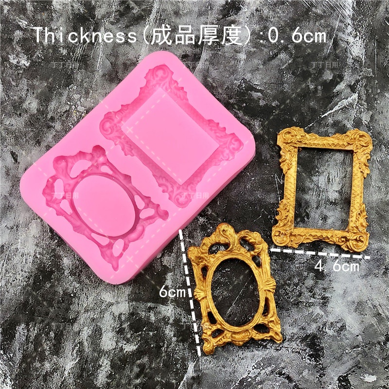 Khuôn silicone mềm dùng làm bánh kẹo hình khung gương DIY