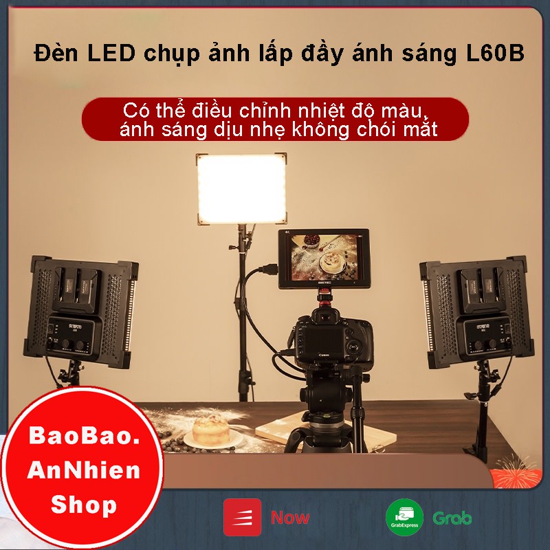 Đèn led nhiếp ảnh Sutefoto L60B - quay video, chụp ảnh, điều chỉnh nhiệt độ mầu, sáng tối bằng remote và nút vật lý