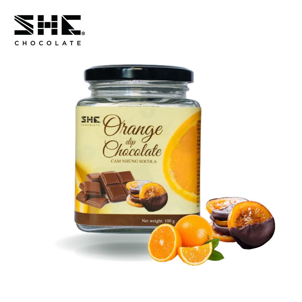 [ Siêu ngon] Cam nhúng Socola - Hũ 100g - SHE Chocolate - Siêu ngon và bổ dưỡng. Thích hợp ăn vặt và quà tặng SHECN100
