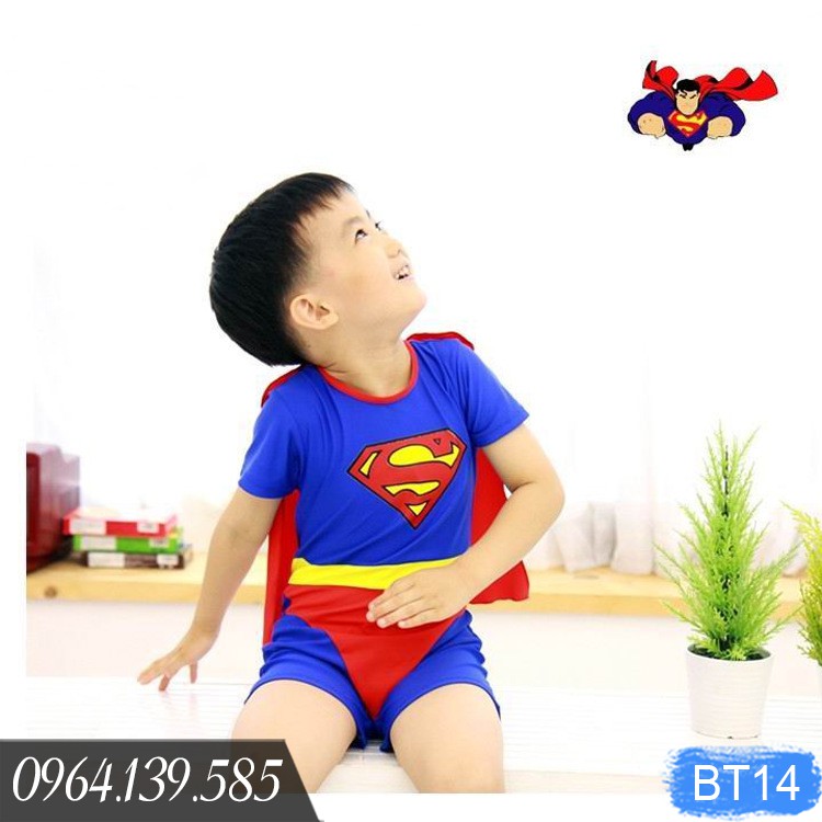 [LẺ SIZE 22-26kg] - Bộ đồ bơi Người Nhện cho bé trai, kèm mũ bơi, chất đẹp co giãn 4 chiều, đường may tỉ mỉ | BT12