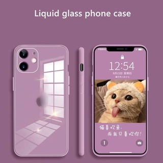 Ốp điện thoại mặt kính cường lực 9H màu trơn viền bảo vệ camera chống va đập cho iPho