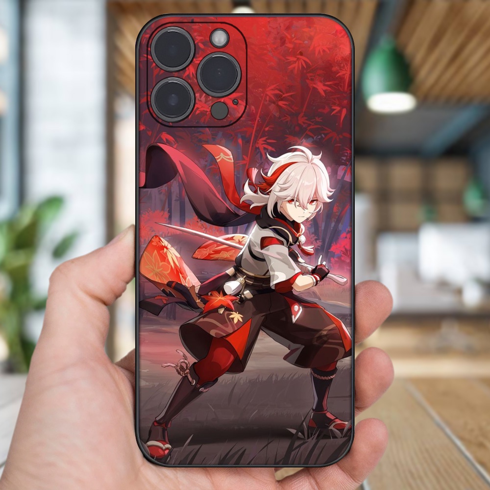 Ốp lưng iPhone 13 Pro Max dẻo đen cạnh vuông in hình Kazuha Genshin Impact
