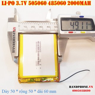 Pin Li-Po 3.7V 505060 485060 1800-2000mAh (Lithium Polymer) siêu mỏng cho điện thoại, định vị GPS, Loa Bluetooth, Camera