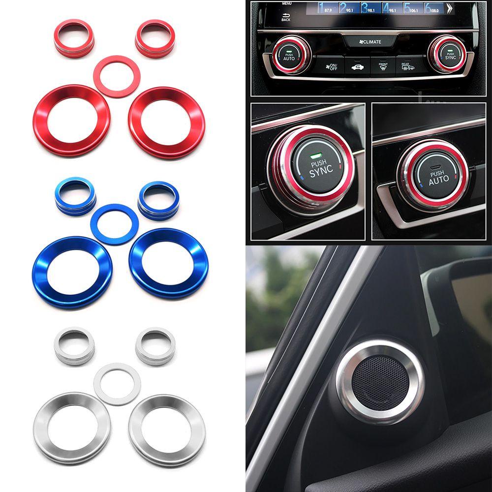 Set 5 Vòng Trang Trí Núm Điều Khiển Âm Lượng Xe Hơi Honda 10th generation Civic Không Biến Dạng Bằng Hợp Kim Nhôm