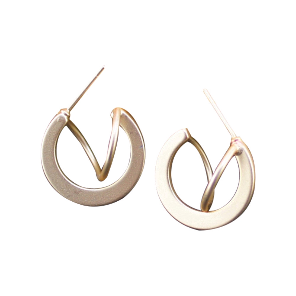 Khuyên Tai Kim Loại Thiết Kế Hình Học Phong Cách Hàn Quốc Cho Nữ