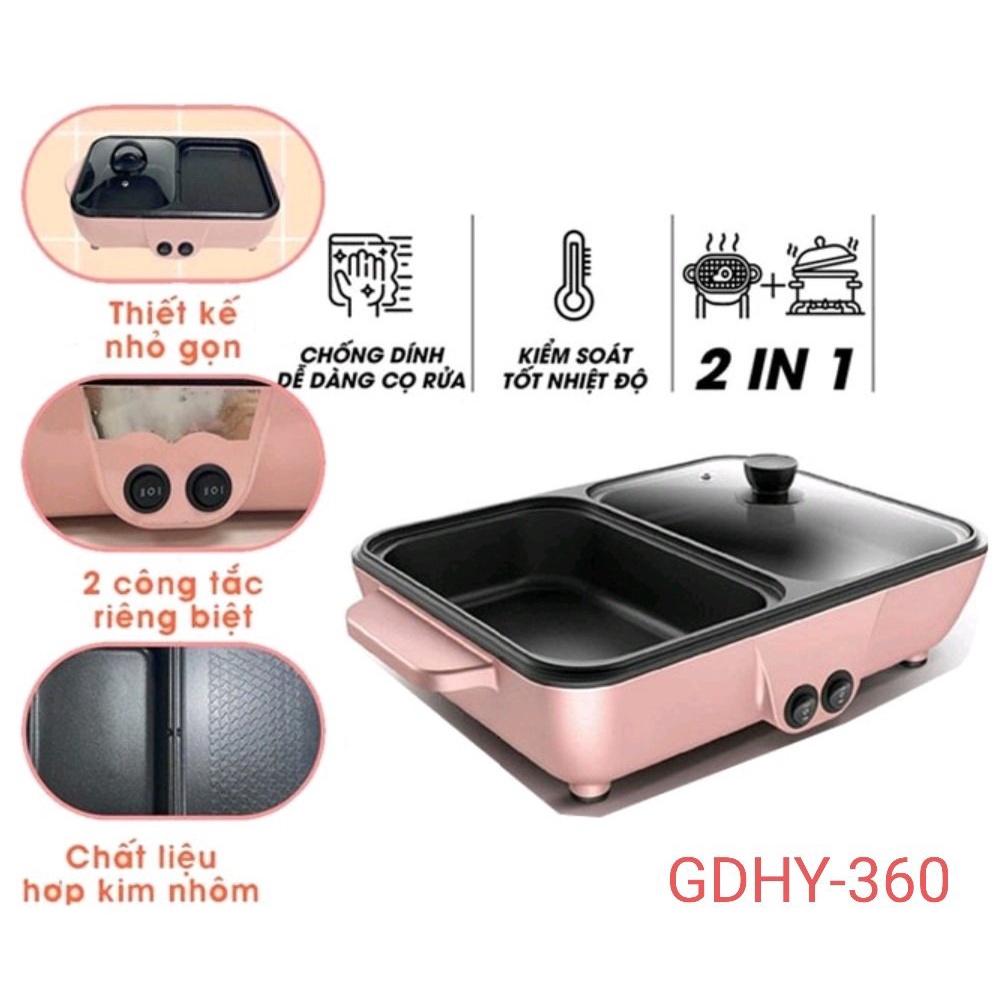 Bếp lẩu nướng 2in1 đa năng, Bếp Điện Đa Năng Siêu Tiện Dụng, Công Nghệ Hàn Quốc