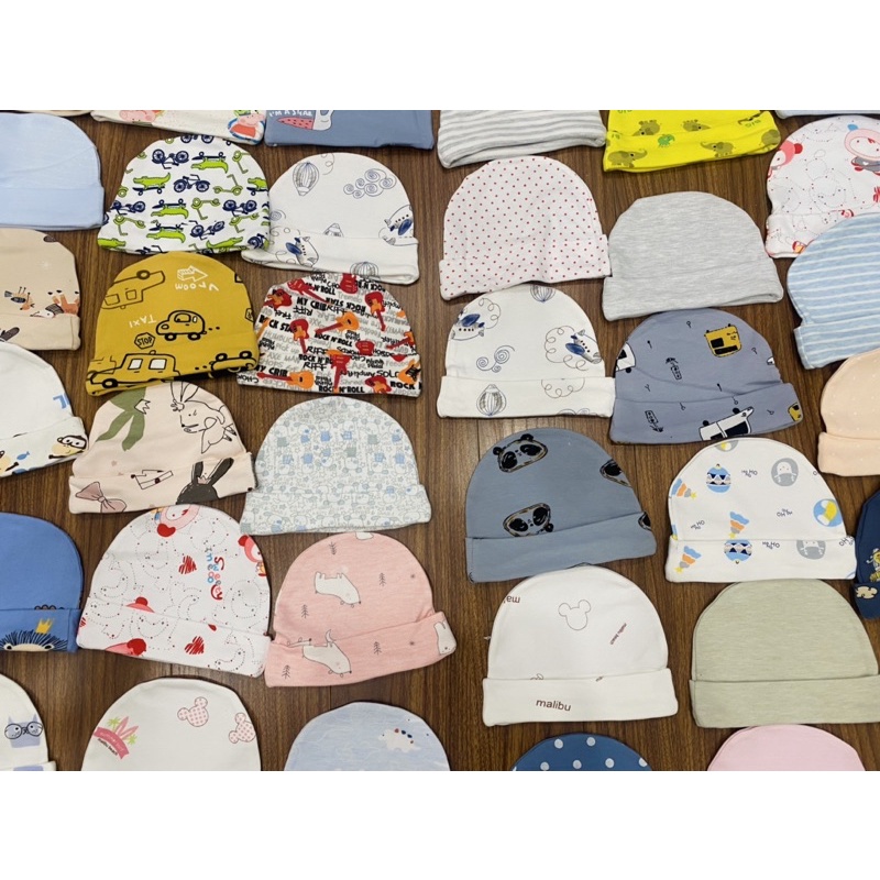 Sét 5 mũ cotton co giãn cho bé trai gái hình gẫu nhiên
