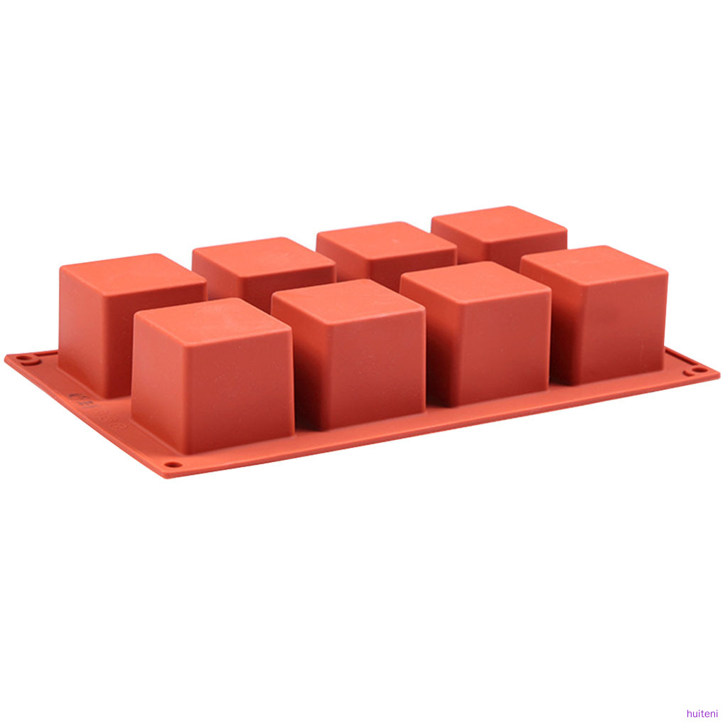 Khuôn Làm Bánh 8 Ngăn Hình Vuông Bằng Silicon 3d