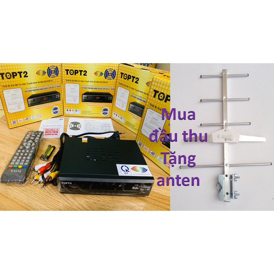 [Chính Hãng] Đầu kỹ thuật số mặt đất DVB-T2 TOPT2 xem 85 kênh truyền hình miễn phí - Đầu Hợp quy với BộTT&TT/ TẶNG ANTEN