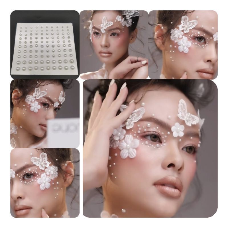 miếng dán đính hạt trang trí mặt - mackup ( có keo sẵn)
