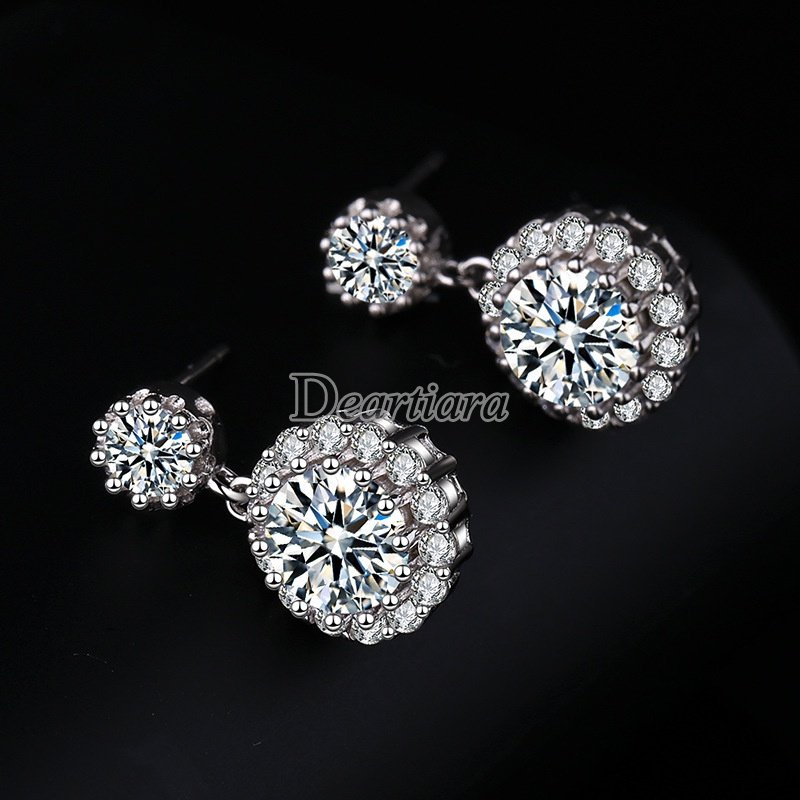 Bông Tai Tròn Đính Kim Cương Giả Lấp Lánh Thời Trang Cho Nữ