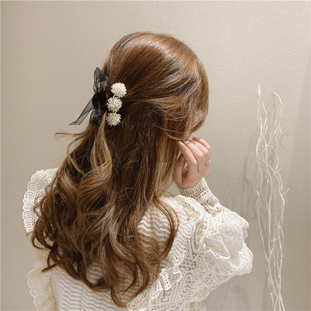 (Hàng Mới Về) Kẹp Tóc Càng Cua Đính Ngọc Trai Giả Thời Trang