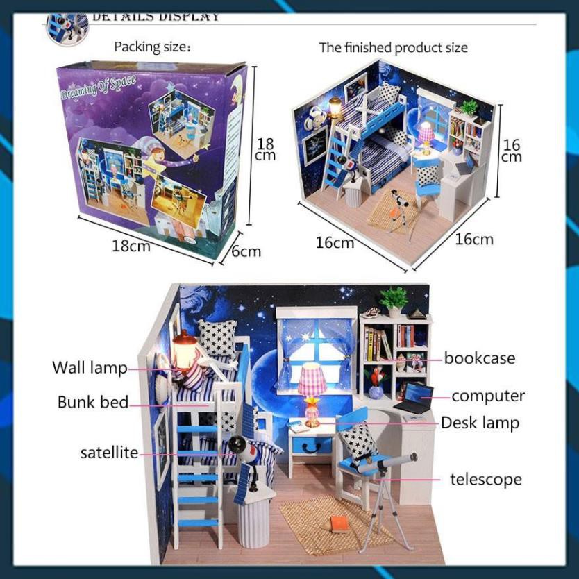 Mô hình nhà búp bê gỗ DIY Nhà búp bê có đèn Dream of Sky Toy World