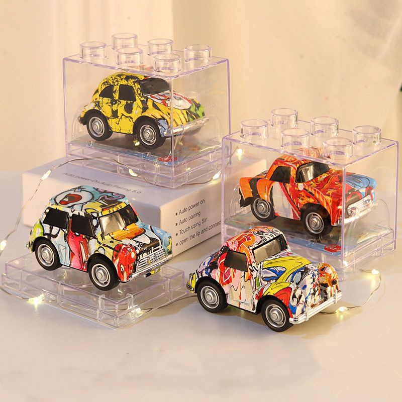 4 pcs set Children's Alloy Pull Back Toy Car Graffiti Sports Car Toys Educational Play Car Model Set for Boys Toddlers Girls Gifts