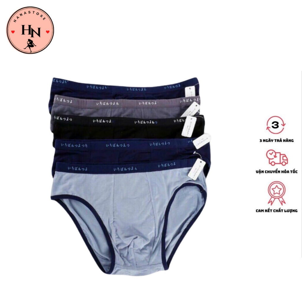 Hộp 5 quần lót Nam kiểu quần tam giác, chất cotton mềm mát, cạp nhỏ co dãn tốt.