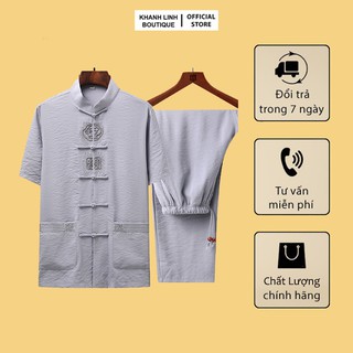 Bộ đũi cổ tàu cho bố,  kiểu dáng thời trang phù hợp lứa tuổi trung niên