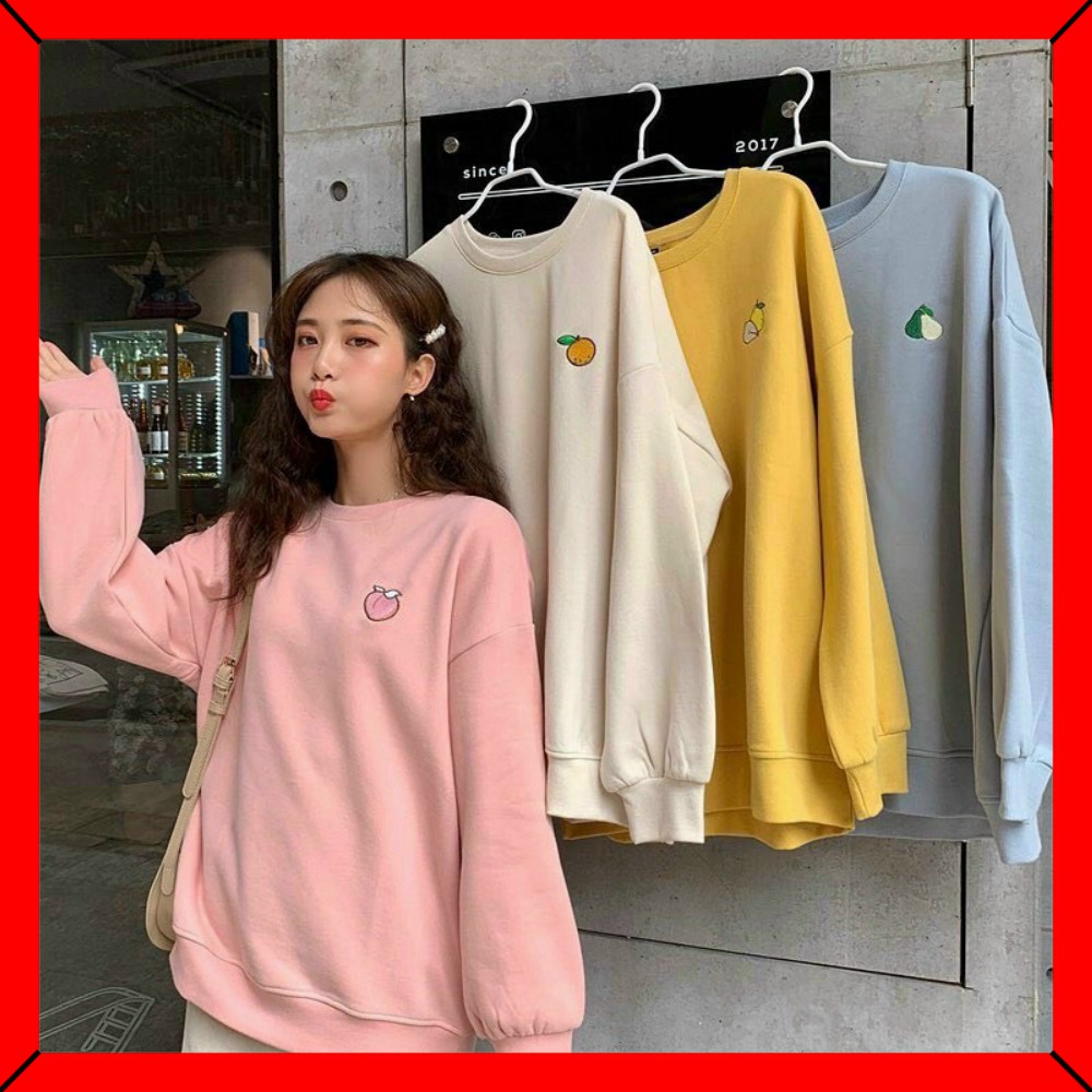 𝐌𝐚̂̃𝐮 𝐇𝐨𝐭 ÁO SWEATER NỈ BÔNG THÊU TRÁI CÂY MẪU MỚI( KÈM VIDEO SP) Mới