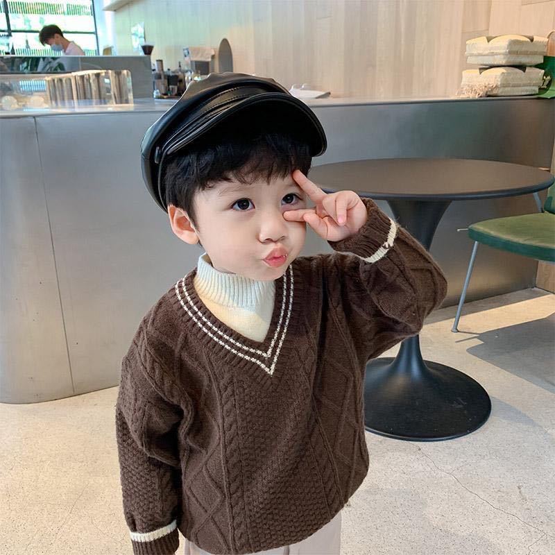 Áo sweater bé trai tay dài giả hai lớp sành điệu thời trang