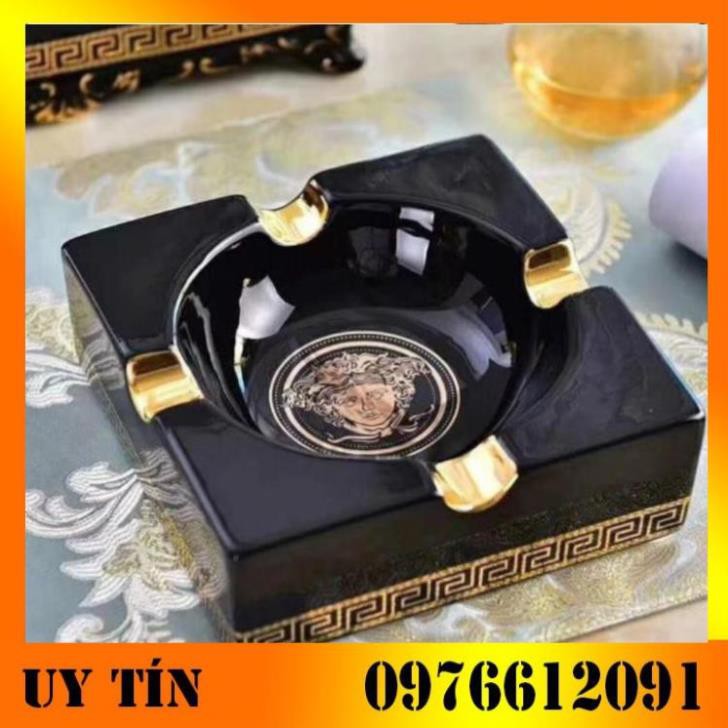 Gạt tàn thuốc lá sứ Versace đen trắng cao cấp