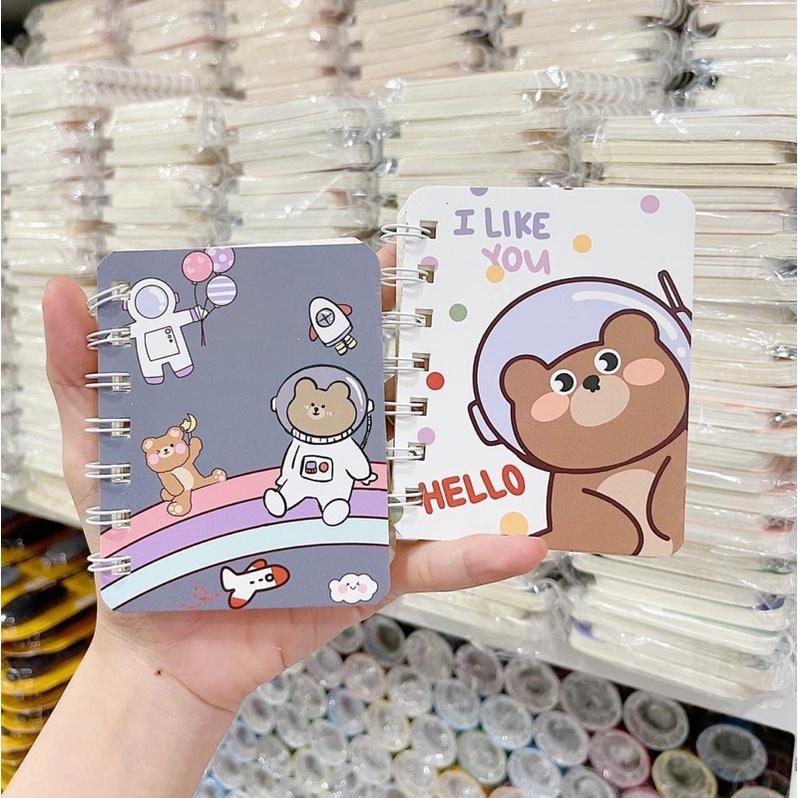 Sổ lò xo A7, sổ tay mini nhiều hình dễ thương - Giao màu ngẫu nhiên