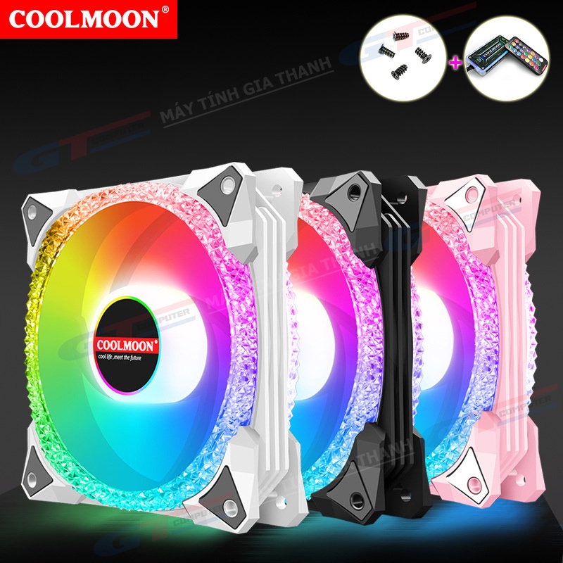 Quạt Tản Nhiệt, Fan Case Coolmoon AS2 New 2022 (Bộ 2-9 Fan + Hub Remote)