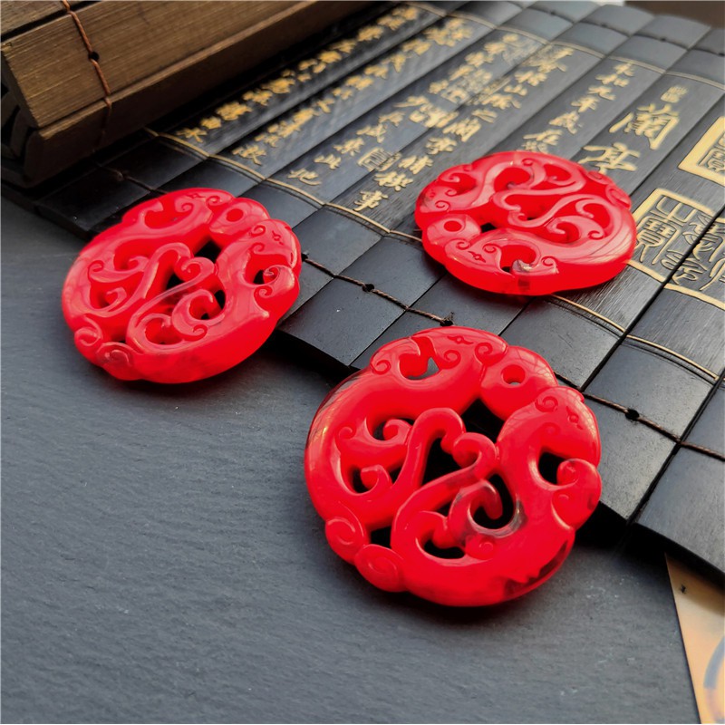 Ngọc bội resin họa tiết tròn 52*52mm nguyên liệu làm trâm làm trang sức cổ trang việt phục