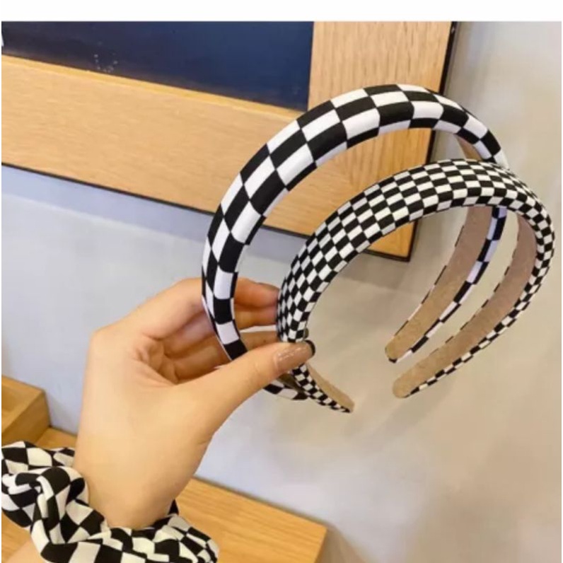 Băng đô cài tóc không răng êm đầu thiết kế bàn cờ phong cách Hàn Quốc Filibrastyle - CT060