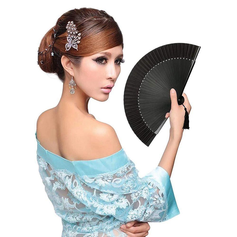 DANES Quạt Xếp Phối Tua Rua Cổ Điển Sang Trọng Thích Hợp Làm Quà Tặng