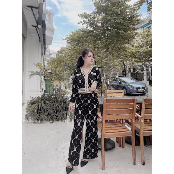 Sét len thỏ áo viền+quần suông hàng QCL1