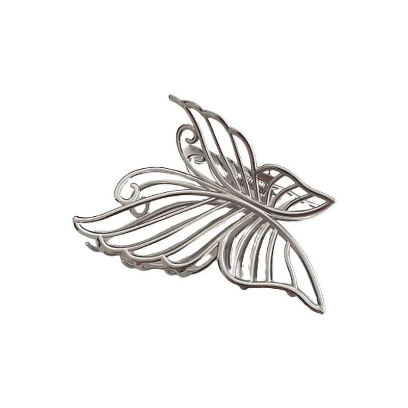 Kẹp Tóc Kim Loại Màu Bạc Hình Bướm Lưng Phong Cách Hàn Quốc