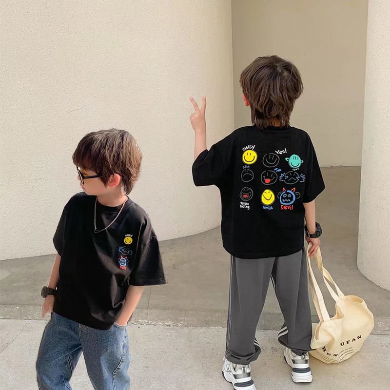 Áo thun BXPB cotton tay ngắn in họa tiết thời trang mùa hè cho bé trai 3-15 tuổi