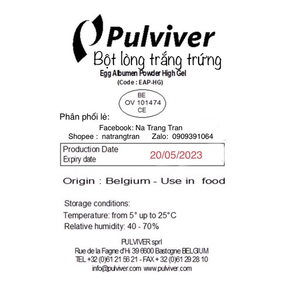 Bột lòng trắng trứng gà -200g của Bỉ