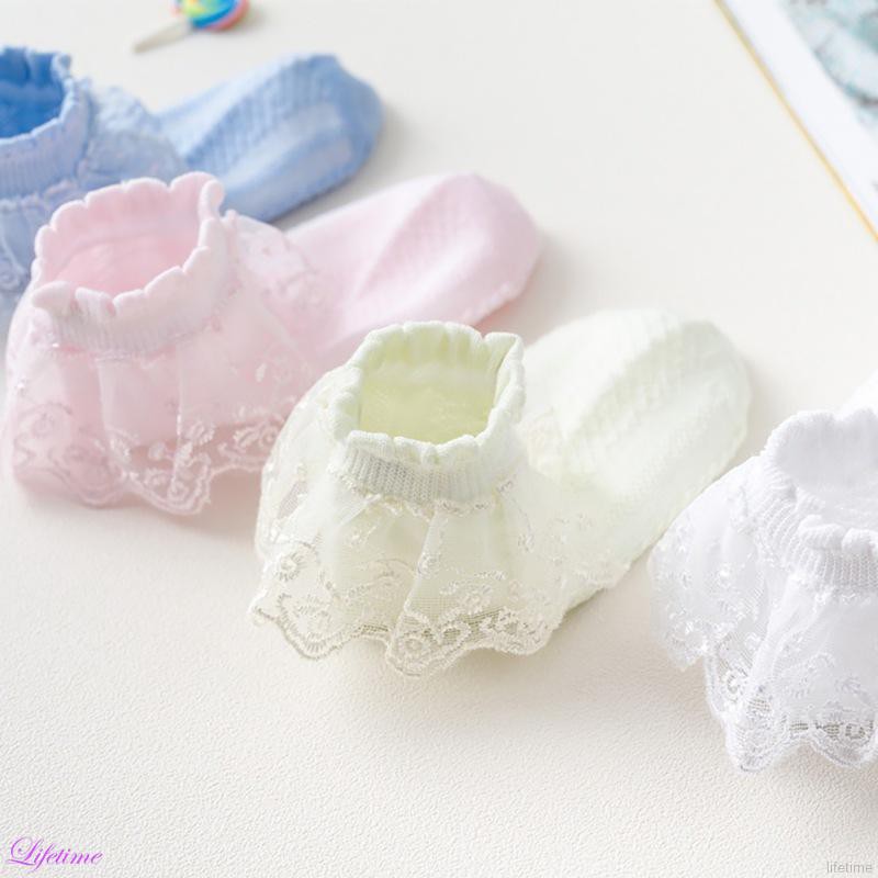 Vớ Công Chúa Cổ Thấp Thoáng Khí Màu Trơn Trang Trí Ren Dành Cho Bé Gái Mặc Biểu Diễn Múa Xuân Thu / Mùa Hè / Mùa