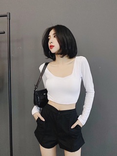 Áo croptop hở lung thun 5cm yoona