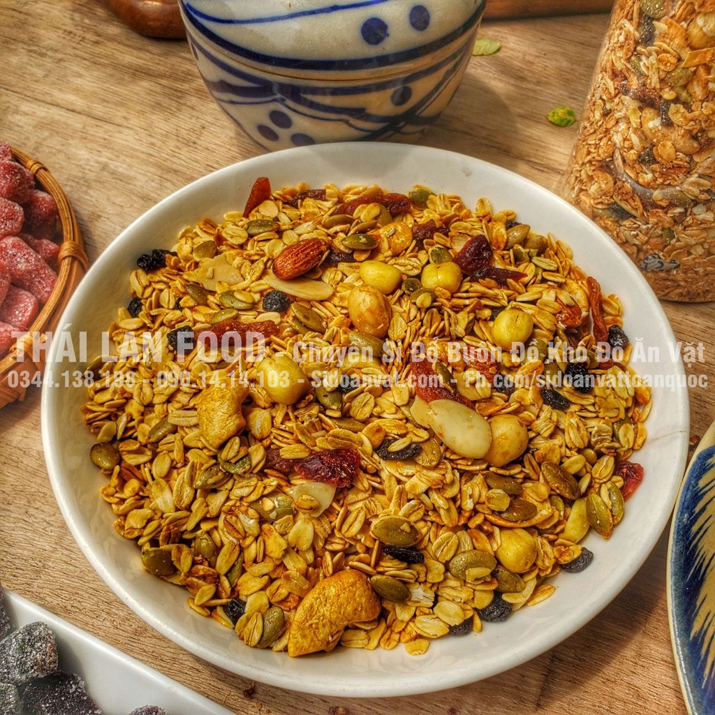 Granola Siêu Hạt Sấy Mật Ong - Ăn Kiêng Giảm Cân - Siêu Ngon - Lon 500Gram