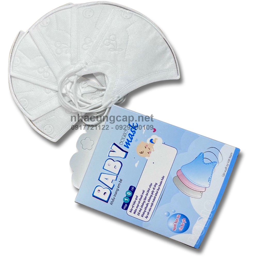 Khẩu trang y tế kháng khuẩn bisou BABY MÀU TRẮNG (1 HỘP 10 PCS)