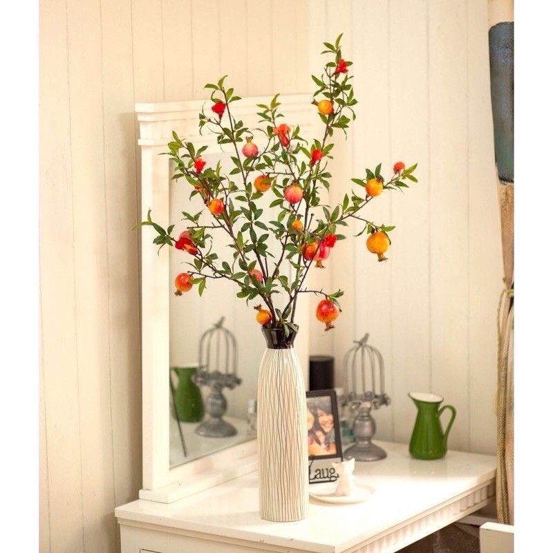 Thanh lý Cành Lựu Giả -Mô Phỏng Thạch Lựu - Cành Quả Decor Trang Trí Nhà Cửa - Chất Liệu Cao Cấp