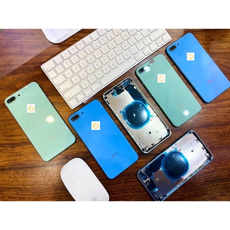 Vỏ thay thế dành cho ip 8Plus màu xanh lưng kính