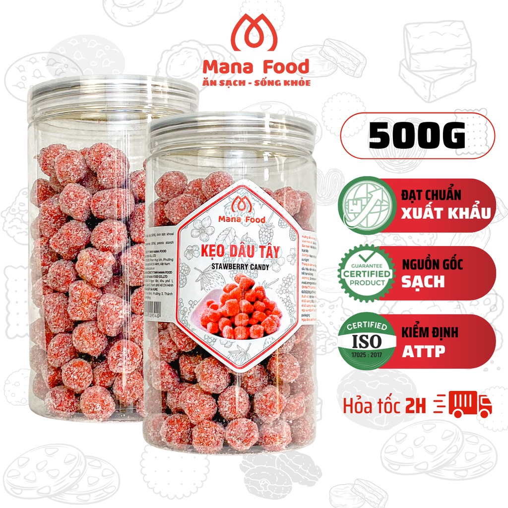 Kẹo Dâu Tây Đà Lạt Mana Food 500G