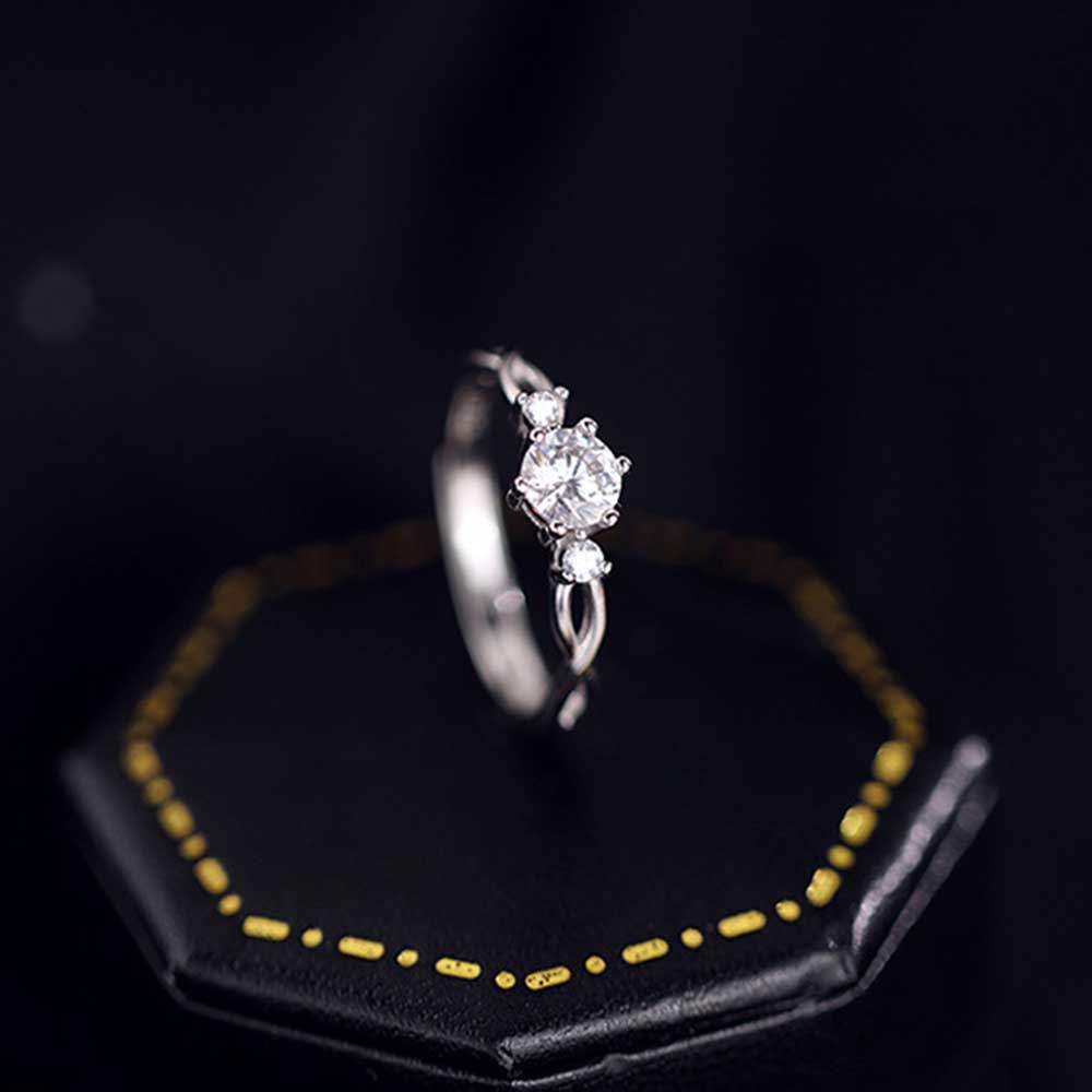 Nhẫn Bạc S925 Đính Đá Zircon Đơn Giản Thời Trang Có Thể Điều Chỉnh Kích Thước