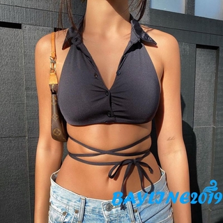 Áo Hai Dây Hở Lưng Màu Trơn Quyến Rũ Sành Điệu Cho Nữ