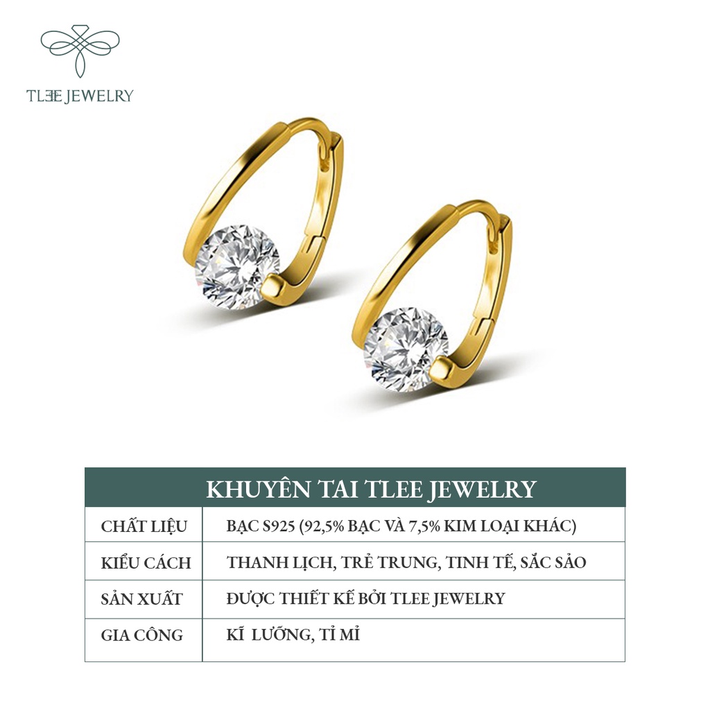 Khuyên tai bạc nữ TLEE Swings đính đá lấp lánh NCJ B0108
