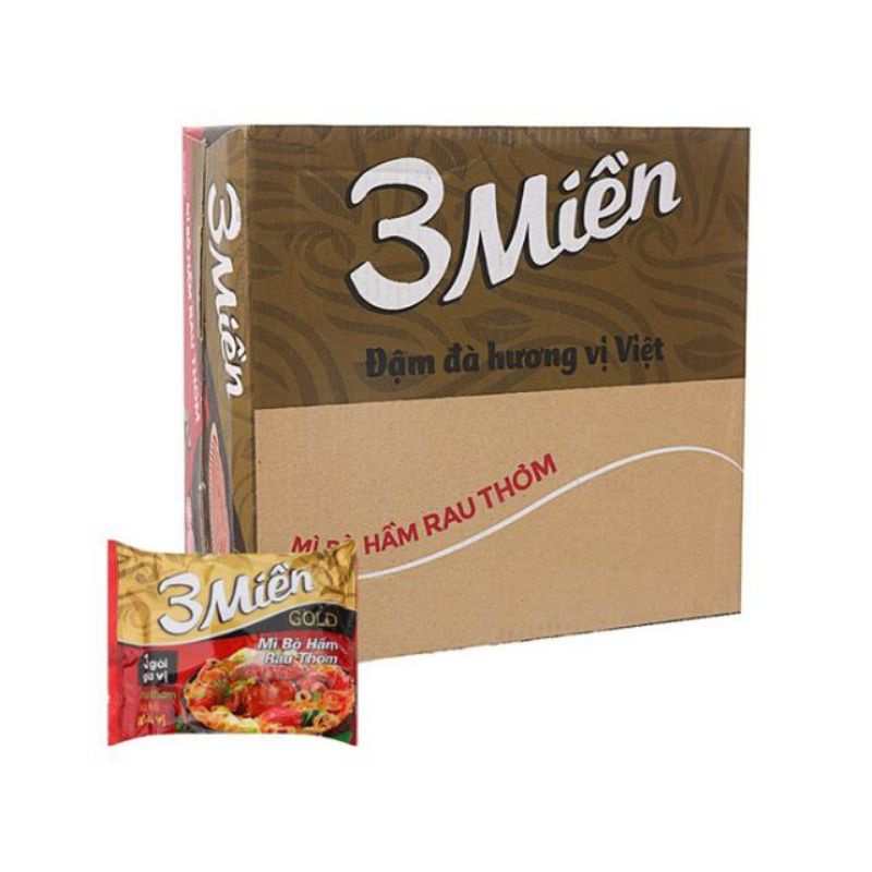 Mì 3 Miền chua cay,  bò hầm 30 gói 75g