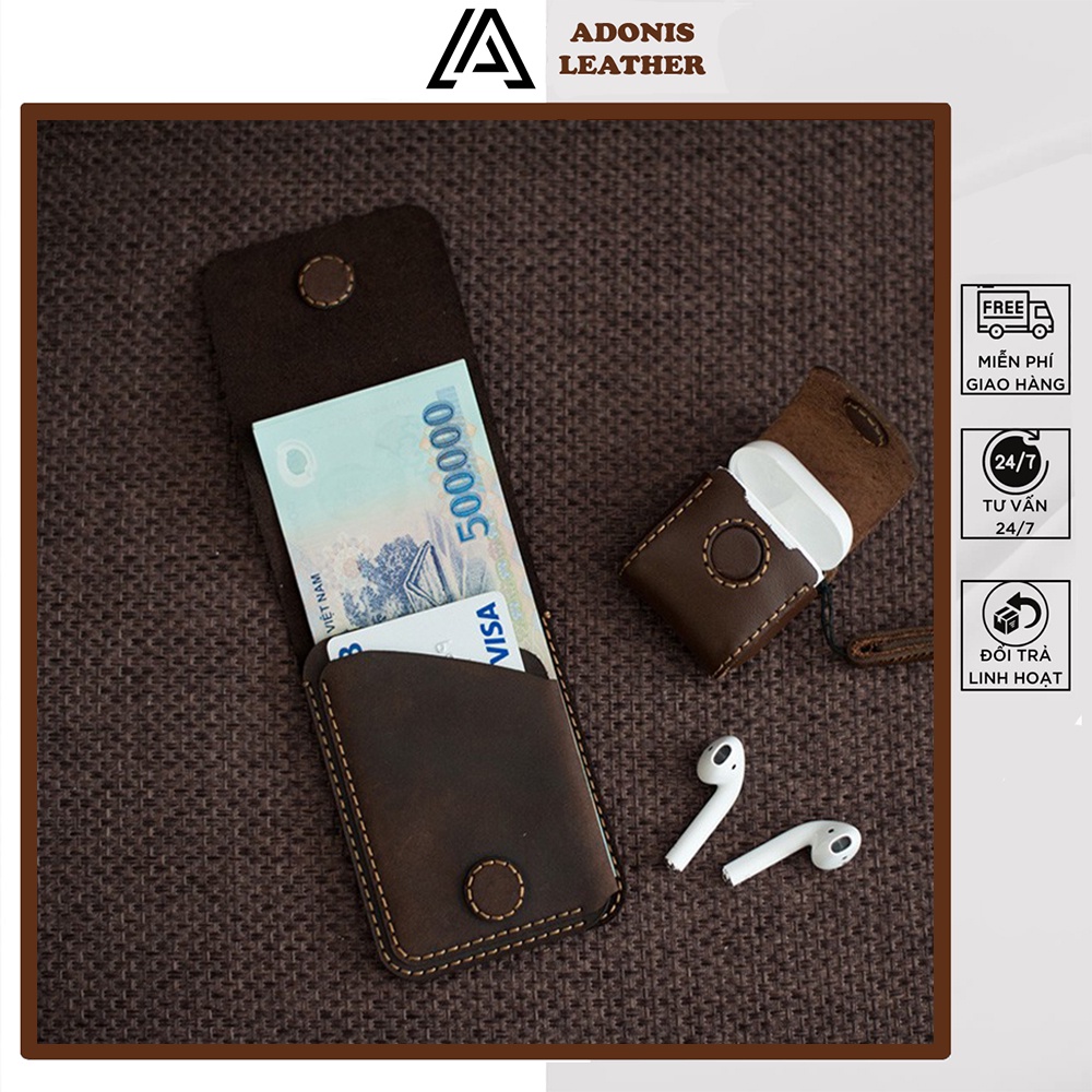 Ví nam mini AD14, ví sen da bò cao cấp, bóp nam thiết kế nhỏ gọn đơn giản, bảo hành da 06 tháng - Adonis Leather